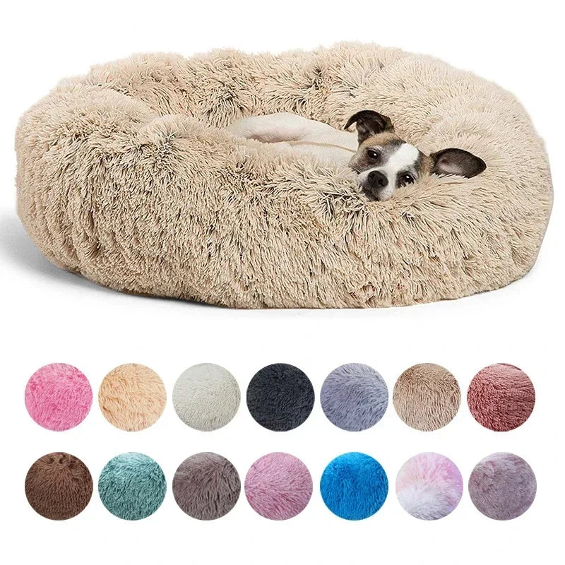 Roam Bark Plush Round Pet Bed | Cozy Calming Dog & Cat Nest