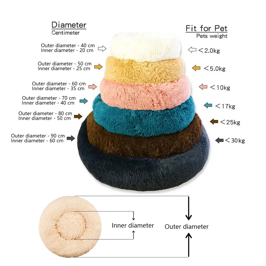 Roam Bark Plush Round Pet Bed | Cozy Calming Dog & Cat Nest