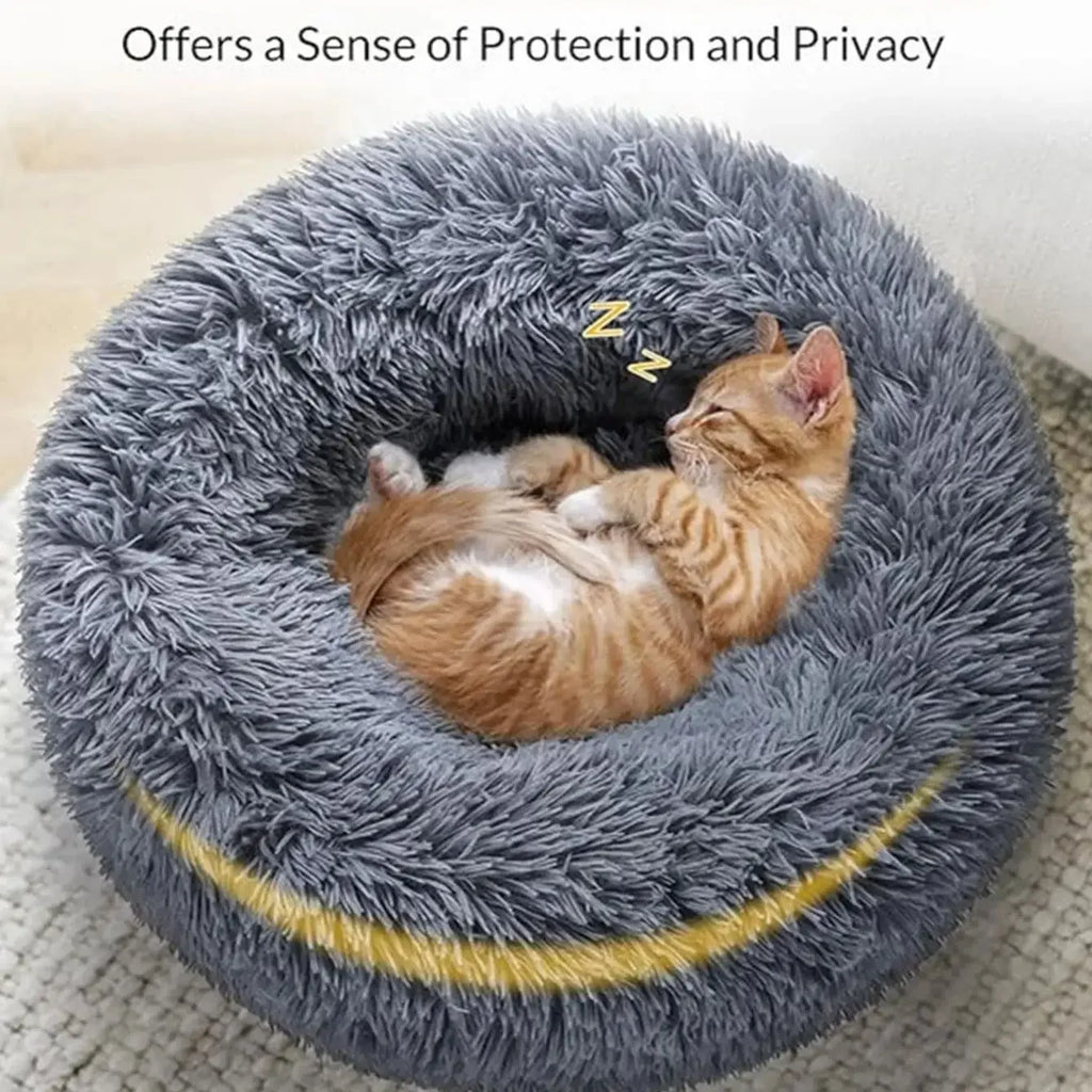 Roam Bark Plush Round Pet Bed | Cozy Calming Dog & Cat Nest