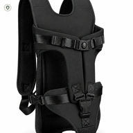 Front Chest Dog Carrier — showing the black carrier and adjustable straps.