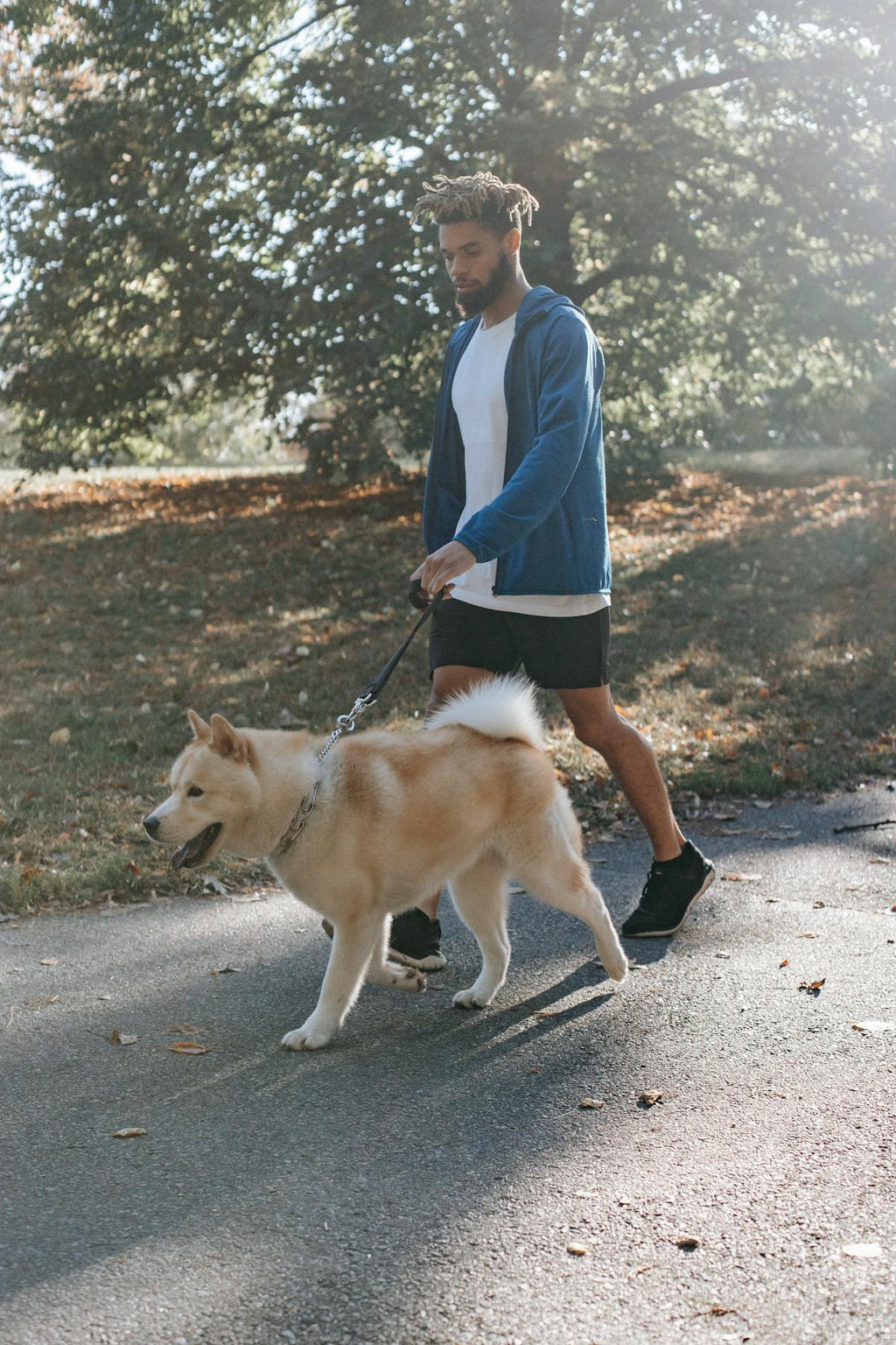 Hands-Free Dog Leash - Person Running Outdoors with Dog on Adjustable Hip Belt Leash
