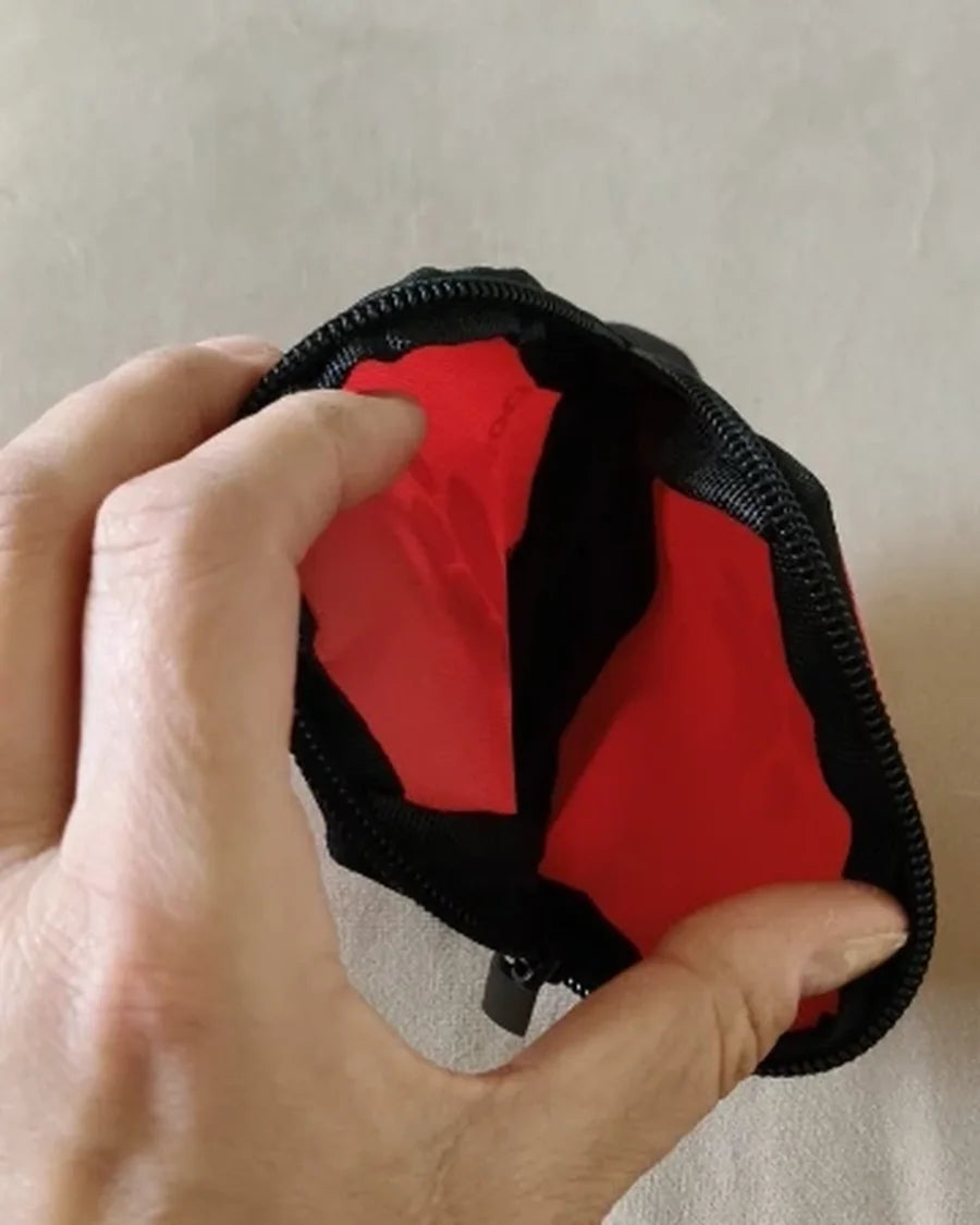 Roam Bark treat pouch clipped close at hand during a dog walk